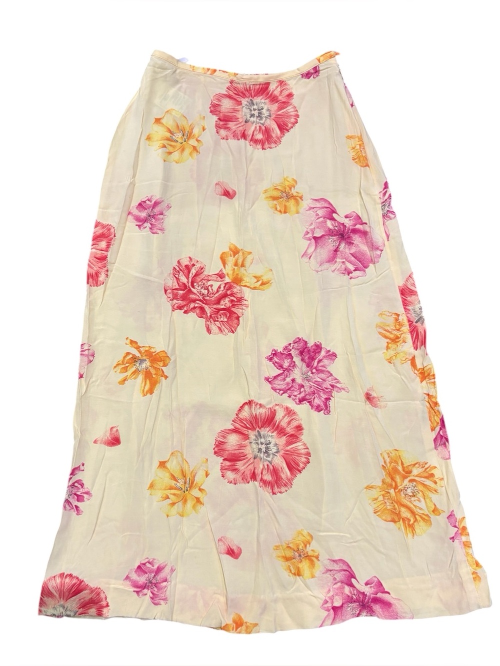 Vintage Laura Ashley Floral Print Cream Maxi Skirt - Lightweight Summer Style